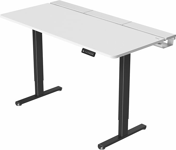 VIVO Electric 60 x 30 inch Standing Desk with Concealed Cable Trays and Full-Size Mouse Pad Dual Motor Memory Controller Height Adjustment White Top Black Frame DESK-KIT-E2B-P3W