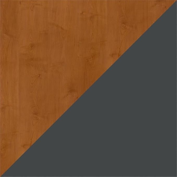 BOWERY HILL 48 Corner Desk Engineered Wood with Thermally Fused Laminate Natural Cherry and Gray Finish Curved Work Area with Wire Management Adjustable Feet Transitional Design for Home Office