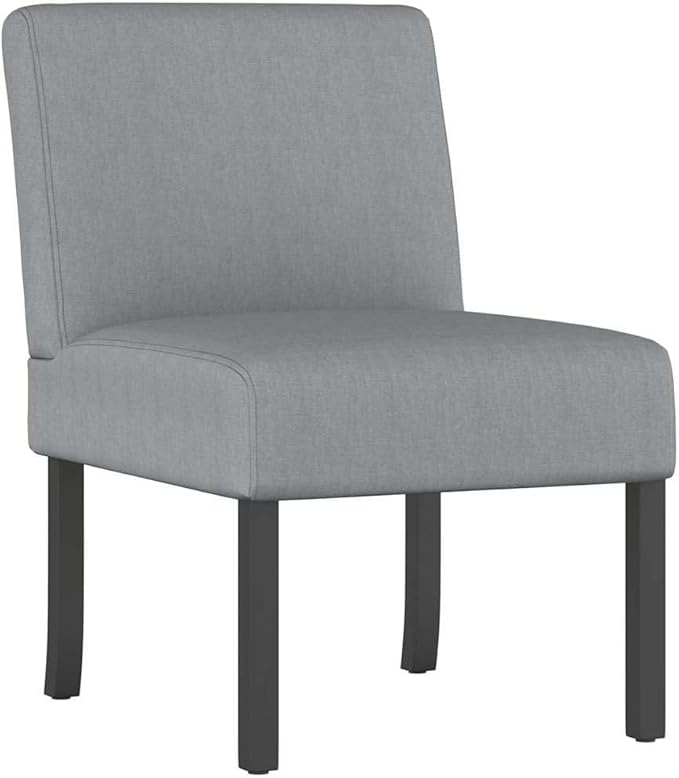 vidaXL Slipper Chair Light Grey Fabric (100% Polyester) Solid Wood Plywood