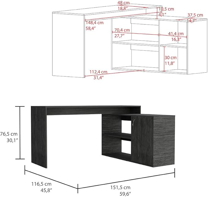 L-Shaped Desk Office Smokey Oak