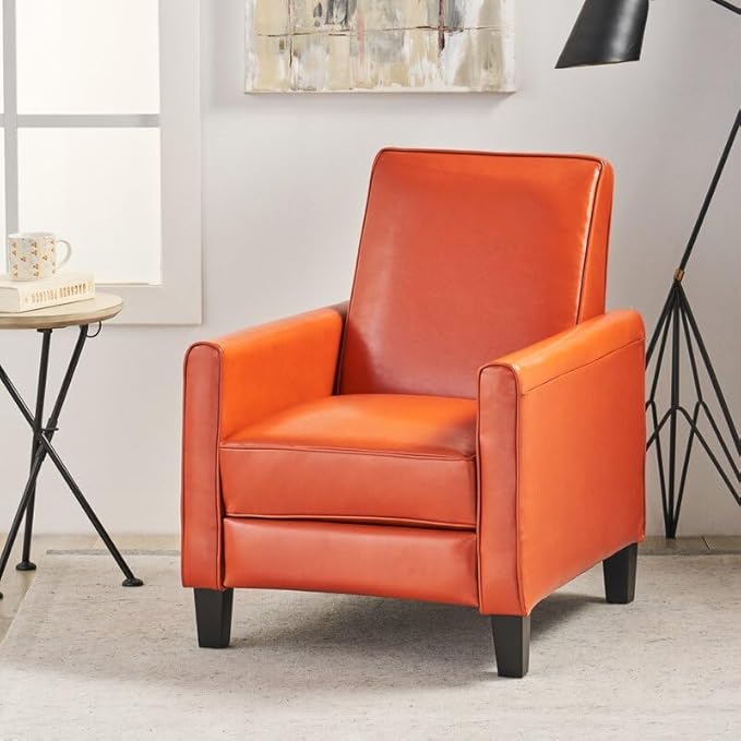 Merax Push Back Chair Living Room Chaise Lounge Single Sofa Upholstered Armchair with Wooden Legs