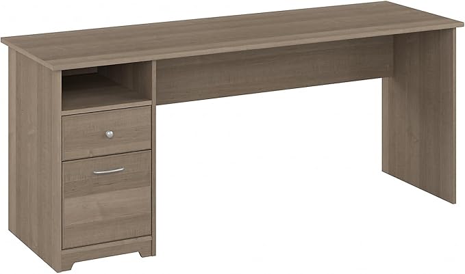 Bush Furniture Cabot 72W Computer Desk with Drawers in Ash Gray Large Work Table and Built-in Storage for Home Office 6 Foot Long Desktop