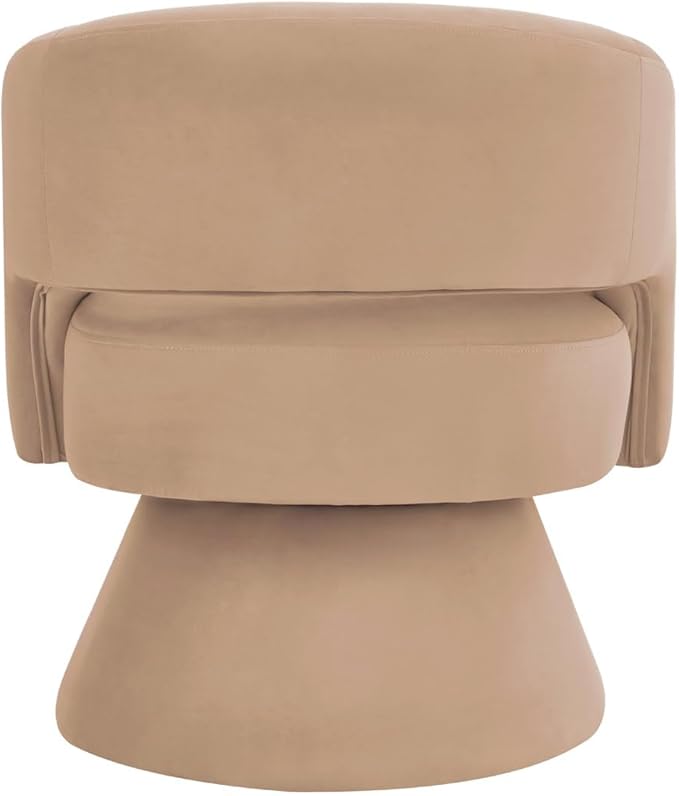 24KF Modern 360 Degree Swivel Accent Chair Armchair Comfy Velvet Barrel Chair for Living Room BedroomRound Swivel Accent Chair Corner Chair for Nursery-Taupe