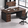 LITFAD Office Desk Modern Computer Desk Brown Wood Writing Desk with Black Sled Base Locking Drawer and Cabinet Home Office Furniture - Without Chairs 55 L x 24 W x 30 H