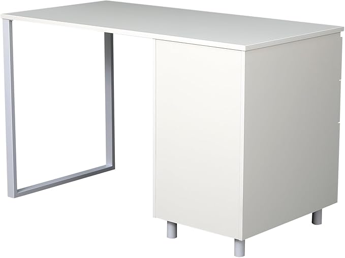 Modern Design Teacher Desk with File Drawer Desk with Locking Drawers by Crafts and Comfort (47 Inch White)