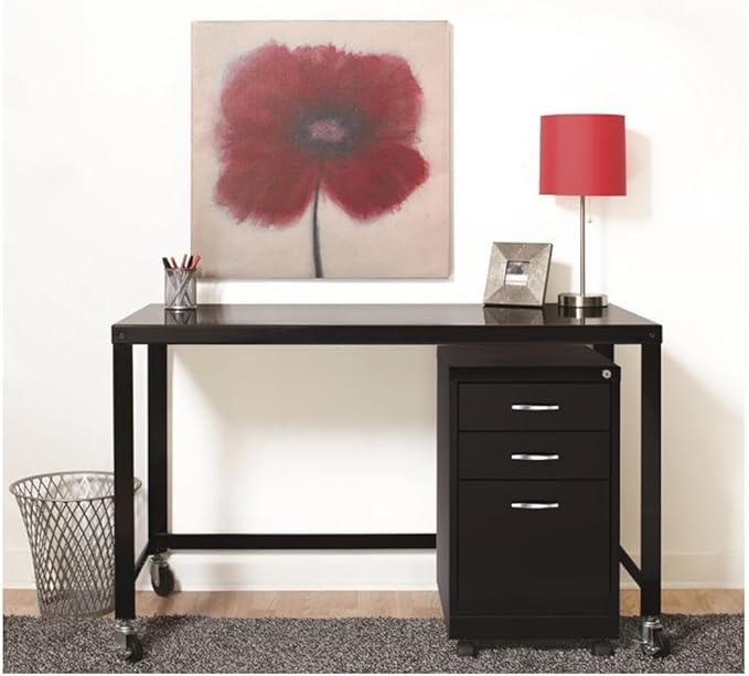 Home Square 2-Piece Set with Mobile Desk and Pedestal File 3-Drawer Box