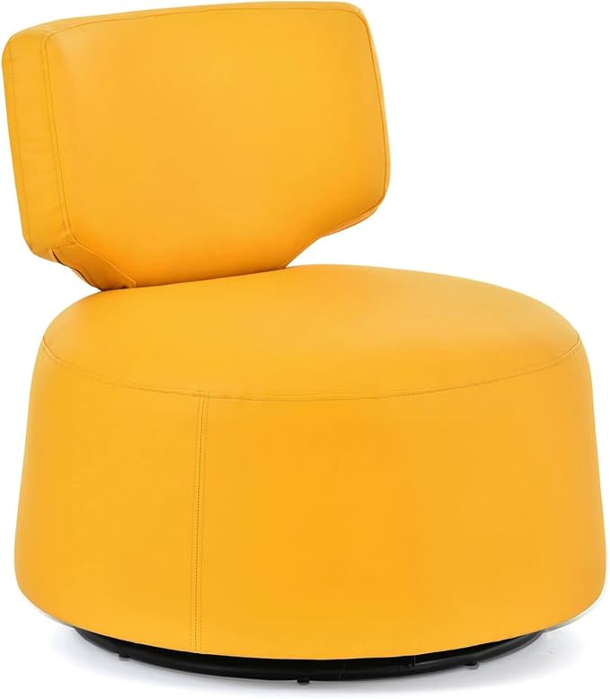 Modern Yellow Faux Leather Swivel Accent Chair 29 Width Armless 360 Degree Swivel Comfortable &amp Stylish Perfect for Living Room &amp Office