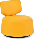 Modern Yellow Faux Leather Swivel Accent Chair 29 Width Armless 360 Degree Swivel Comfortable &amp Stylish Perfect for Living Room &amp Office