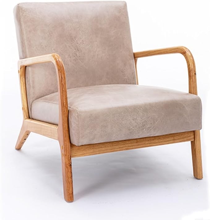 Classic Mid Century Modern Accent Chairs for Living Room or Bedroom Espresso Open ed Armchair with Plush Cushioning and Microfiber Upholstery Light Camel