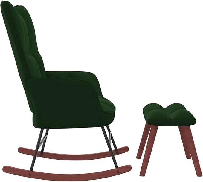 Rocking Chair with Footrest Velvet Dark Green Rocking Chair Breastfeeding Armchairs for Living Room