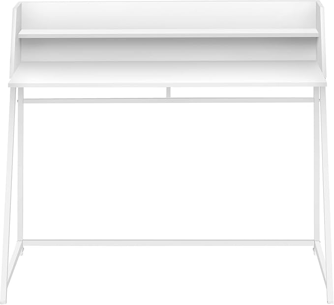 Computer Desk Home Office Laptop Storage Shelves 48 l Work White Laminate White Metal Contemporary Modern DB51