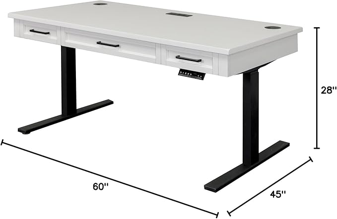 Martin Furniture Modern Wood Electric Sit/Stand Desk Height Adjustable Table Desk White