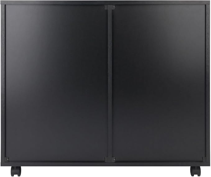 Mobile Filing Cabinet - 2 Section Rolling Storage Cabinet with Lock - Black Office File Organizer