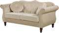 Anna1 Chesterfield Velvet Couches for Living Room Button Tufted Luxury Upholstery with Rolled Arms High-Density Foam Durable Wood Frame 65.5 Loveseat Alabaster