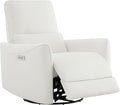 CHITA Power Recliner Chair Swivel Glider FSC Certified Upholstered Faux Leather Living Room Nursery Reclining Sofa Chair with Lumbar Support White
