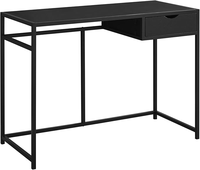 Computer Desk Home Office Laptop Storage Drawer 42 l Work Black Laminate Black Metal Contemporary Modern