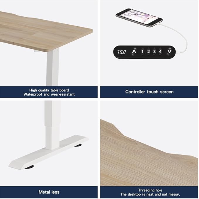Ball &amp Cast Electric Standing Desk 48 x 24 Inches Height Adjustable Sit Stand Desk with Memory Preset &amp Built-in Type-C Charging Motorized Home Office Computer Gaming Desk Modern Oak