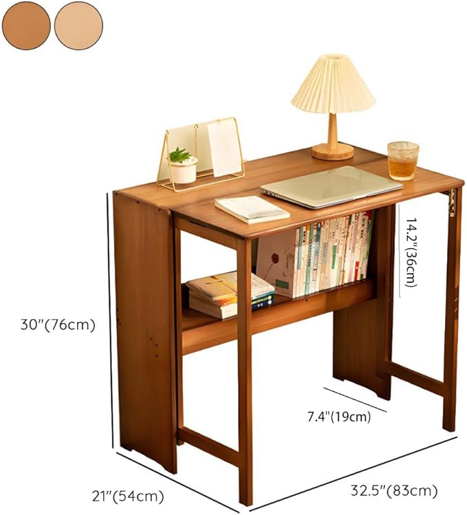 RUNNUP Modern Office Desk 33 L Computer Desk with Wood Base and Collapsible Feature Rectangular Home Writng Working Desk for Living Room Classroom Study Room - Without Chairs Natural