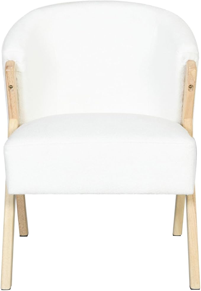 Modern Accent Chair with White Upholstery - Minimalist Lounge Chair for Living Room Bedroom or Office