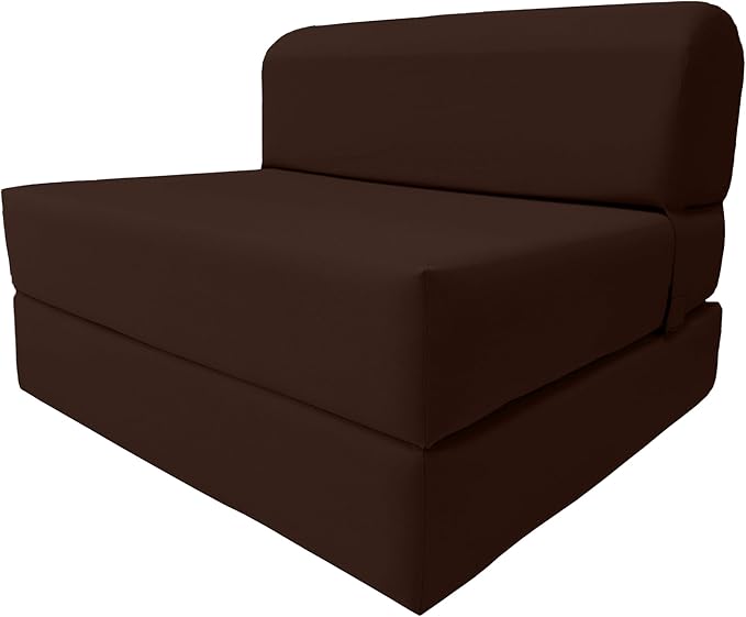 D&ampD Futon Furniture Sleeper Chair Folding Bed Studio Sofa Guest Folded Mattress High Density Foam (70 x 36 x 6 Brown)