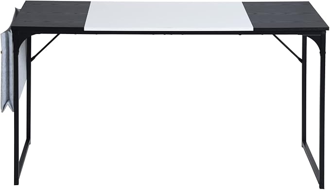 Homy Casa Modern Industrial Computer Desk 55.1 x 23.6 Writing Table White/Black MDF Wood Top Black Steel Frame Simple Assembly Home Office Desk