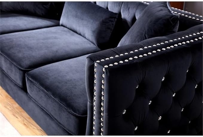 Glory Furniture Paige Velvet Sofa in Black