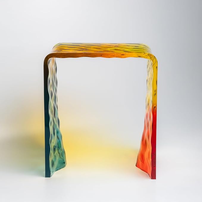 Colorful Ripple Acrylic Accent Chair – Modern Transparent Vanity Stool for Living Room Bedroom or Bathroom | Water-Resistant Artistic Design 13.9 W x 10.4 D x 15.9 H