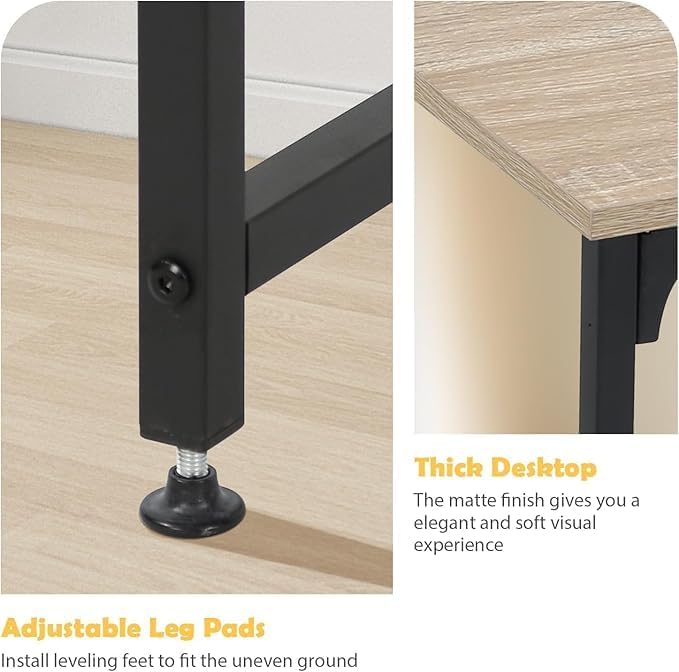 Gaming Desk39 Inch DeskOffice DeskMulti-Function Writing TableDesks for Small SpacesModren Simple Style DeskMetal Frame Office DeskAdjustable Leg PadsNature