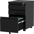 YITAHOME 3-Drawer Rolling Filing Cabinet Office Drawers Lockable Office Storage Cabinet with Hanging Bars and Pencil Tray Pre-Assembled Metal File Cabinet Under Desk (Black)