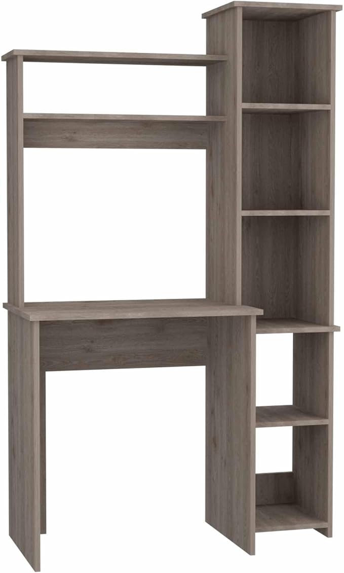 Home Office Desk Writing DeskComputer DeskSix ShelvesGray