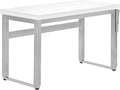 Penau Adjustable Computer Desk Modern Home Office Standing Desk 48 Inch White Laminate Table with Grey Metal Legs Multi-Functional Workstation