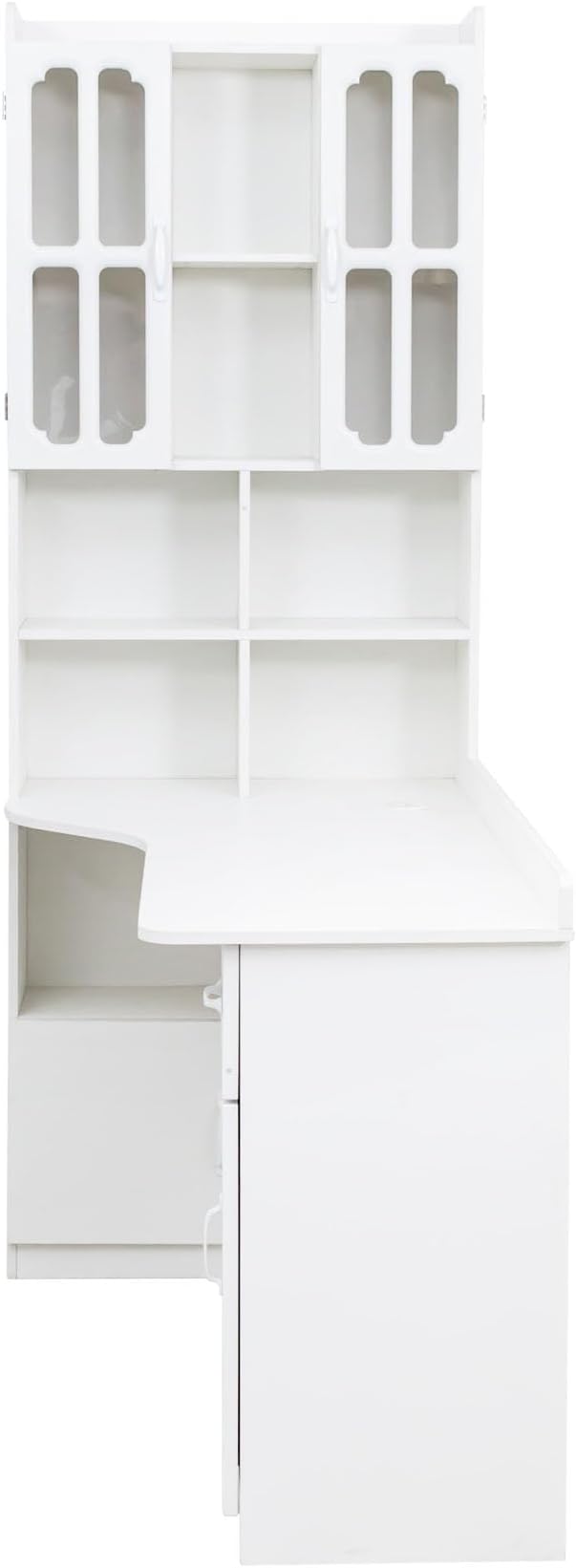 l Shaped Desk with Hutch &amp Drawers Small Corner Desks for Small Space Home Office Farmhouse Desk and Bookshelf Combo with Storage (White)