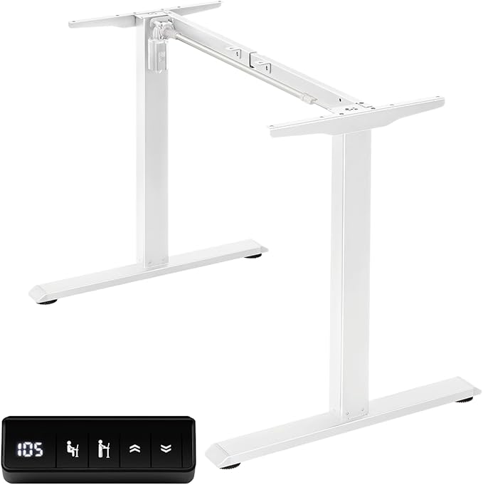 Electric Standing Desk Frame with Memory Height Settings 225 lbs Weight Capacity Adjustable Desk Frame for Home and Office Workstation（ White）