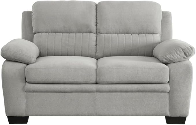 Gray 58-Inches Love Seat with Textured Fabric Upholstery Small Comfy Couch for Living Room Relaxing Seating and Stylish Décor