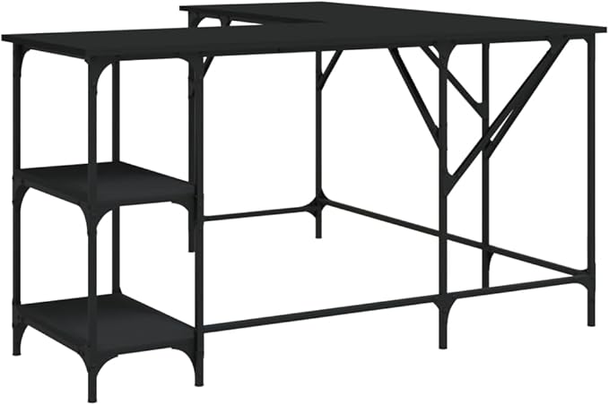 Desk Black 139x139x75 cm Engineered Wood|Computer DeskOffice Work DeskLapT O P Table for student and workerStudy TableWriting Desk for BedroomHomeOffice