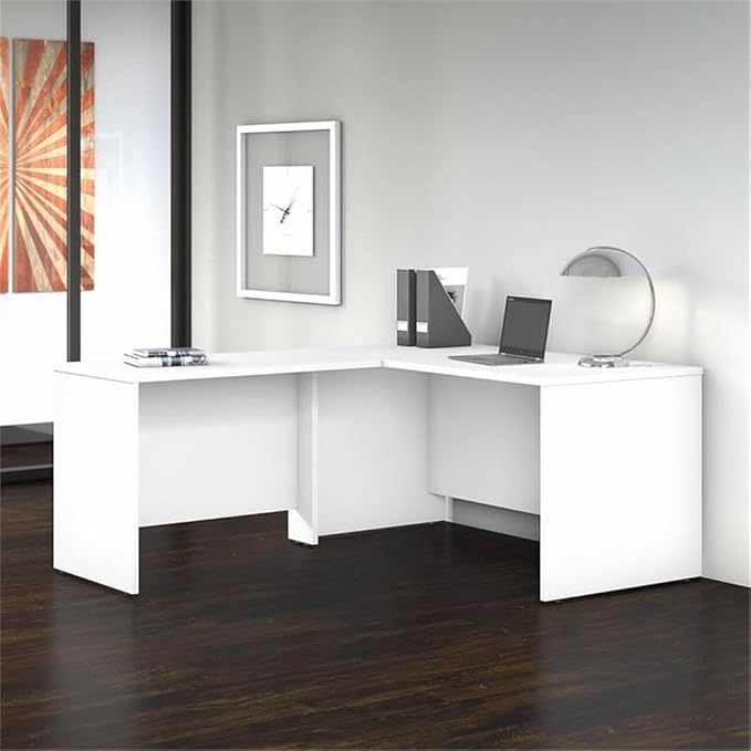 Bush Business Furniture Studio C 60W x 30D L Shaped Desk with 42W Return in White L Workstation for Home or Professional Office