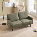 56 W Loveseat Modern 2 Seater Sofa with USB Charging &amp Storage Pocket Small Couch for Living Room Apartment Dorm Office (Green)