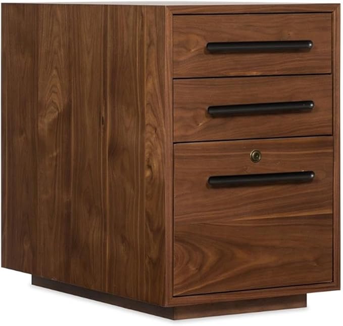 BOWERY HILL Contemporary 3 Drawer File Cabinet Medium Wood Finish Rubberwood and Walnut Veneer Construction Locking File Drawer with Letter/Legal Filing 27 H x 18 W x 30 D Office Storage