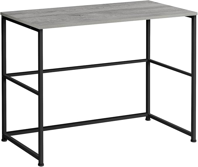 Pemberly Row Computer Desk 40 L x 19 D x 30 H Particle Board and Metal Gray Wood-Look Finish Black Legs Modern Industrial Style Compact Home Office Desk with Storage Drawers