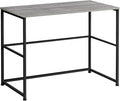Pemberly Row Computer Desk 40 L x 19 D x 30 H Particle Board and Metal Gray Wood-Look Finish Black Legs Modern Industrial Style Compact Home Office Desk with Storage Drawers