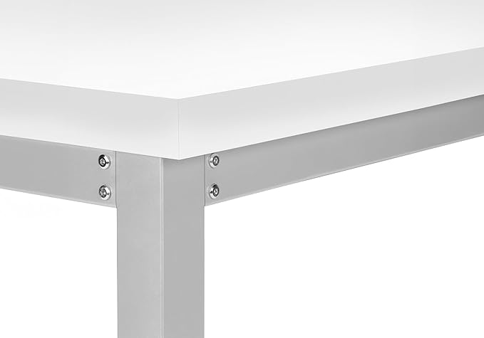 Penau Adjustable Computer Desk Modern Home Office Standing Desk 48 Inch White Laminate Table with Grey Metal Legs Multi-Functional Workstation