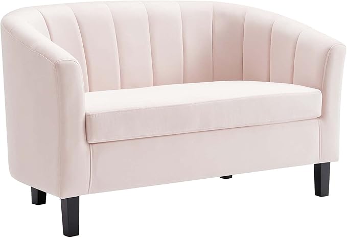 Modway Prospect Channel Tufted Performance Velvet Loveseat Pink