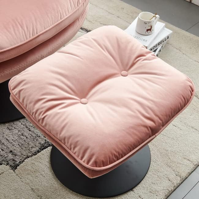 Accent Chair TV Chair Living Room Chair with Ottoman Modern Velvet Lounge Chair with Ottoman Set with Large Metal Base Swivel Leisure Chair for ClubHome Office (Pink#V+New)