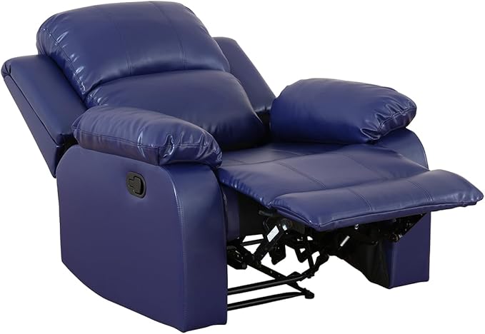 Manual Leather Recliner Chair Sofa for Adults 35 Inch Single Reclining Sofa CouchLeather Couch for Living Room/Lounge/Club/Apartment(BlueChair)