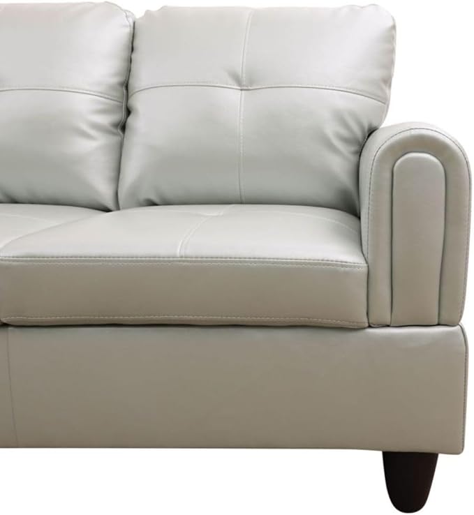 Silver Green L-Shaped 3-Piece Faux Leather Sofa with Storage Ottoman Set Sectional Couch Sofa Set for Living Room Office Small Space