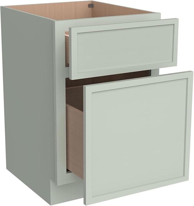RTA Solid Wood File Cabinet with 2 Drawers Desk Under-Table Wooden File Cabinet Suitable for Bedside or Freestanding File Storage Cabinet (Jade Green 18 W × 21 D × 29.5 H)