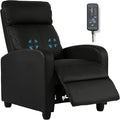 HCY Massage Recliner Chair Padded Wide Seat Sofa Wingback Single Sofa with Footrest PU Leather for Living RoomHome Theater(Black)