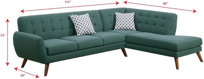 Poundex Bobkona Belinda Linen-Like Polyfabric SECTIONAL in Laguna