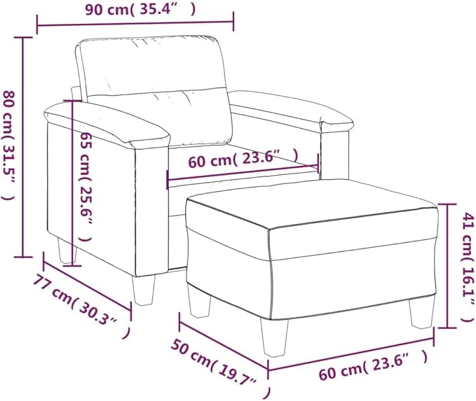 Modern Sofa Chair with Footstool Accent Chair with Ottoman Sofa Chairs Reading Chair for Living RoomChair for Bedroom Light Gray 23.6 Microfiber Fabric -22