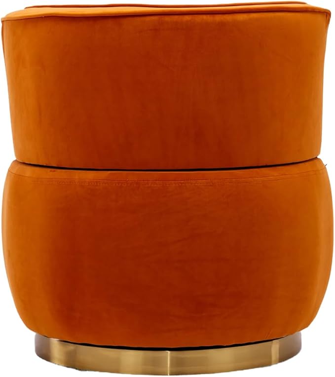 TTK Swivel Barrel Chairs for Living Room Set of 2 360 Degree Comfy Modern Round Chair Velvet Gold Accent Upholstered Armchair Arm Chair Sherpa for Bedroom Club Office Nursery Silla para Sala(Orange)